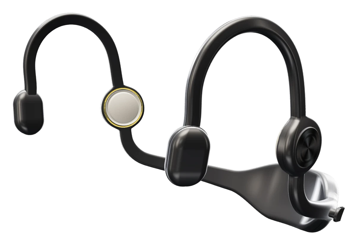 Concept render, close-up of the ear piece
